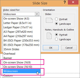 powerpoint custom slide size settings